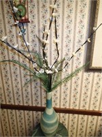 Flowers in vase, plant stand