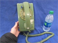 vintage green wall rotary dial telephone