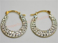 10KT Swarovsky Crescent Earrings