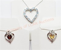 3 Heart Shaped Birthstone Necklaces