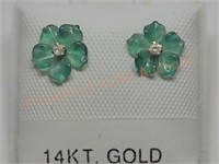 14 KT Diamond Flower Jacket Earrings