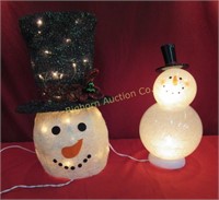 Illuminated Snowmen: 2 piece lot Approx. 17" & 19"