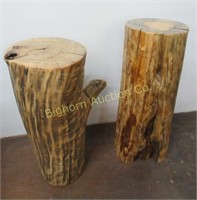 Hand Finished Log Pedestals 2 piece lot