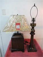 Hand Crafted Wooden Lamps: 2 piece lot