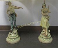 Signed L&F Moreau Art Noveau Lamps - 2pc lot