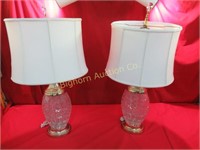 Crystal Base Lamps w/ Shades 2pc lot
