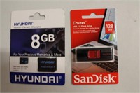 Hyundai 8GB SD Card & Sandisk Cruiser 128GB Flash