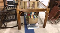 Bamboo glass top table, 30 x 36 x 36, (793)