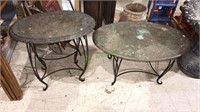 Pair of matching brass overlaid tables