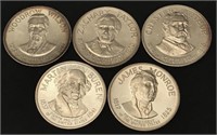 Five Sterling Silver Presidential Commemorative