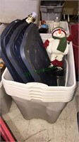 Five totes with lids plus a snowman display piece