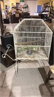 Wrought iron bird cage with pull out bottom tray,