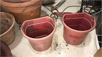 Pair of agricultural feed and water buckets heavy