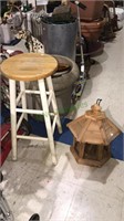 Wooden bird feeder, wood kitchen stool 29 inch