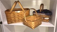 Three Royce craft Roscoe Village baskets, (942)