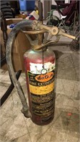 Dugas fire extinguisher, brass top brass nozzle,