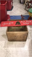 Antique wooden toy box with Chinese written on