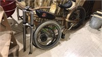 Vintage West Coast choppers bike with the gas