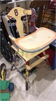 Vintage crazy painted Childs high chair, (793)