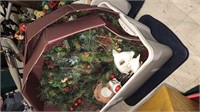 Tote with lid with Christmas items including nice