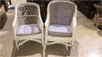 Antique wicker rocking chair in matching side
