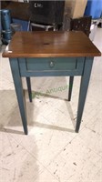 Pine one drawer stand with tapered legs and the