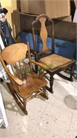 Child’s rocking chair and a cane seat rocking