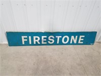 Firestone metal sign w/ wood backing