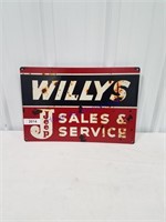Willys Sales & Service metal sign