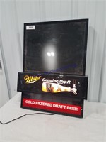 Miller genuine draft beer light-up sign