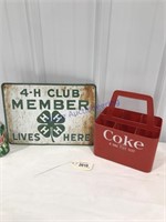 Coke plastic carrier & 4H member sign