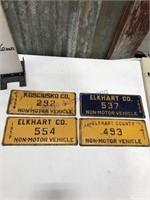 4 non-motorvehicle licence plates