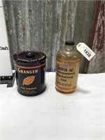 Tobacco tin and sinilac glass container