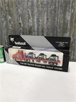 Bobcat Flatbed tractor trailer w/ 3 bobcat loaders