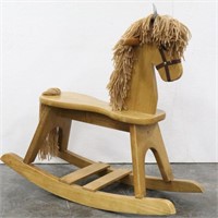 Wood Rocking Horse w/ Yarn Mane & Tail