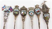 (6) Sterling/ Enameled Souvenir Spoon Collection
