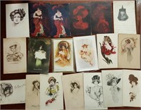 Postcards - Ladies, sepia, Schlesinger (16 in lot)