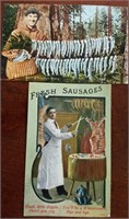 Postcards - 2,  Fish and Sausages, 1910 & 1911
