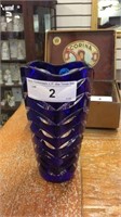 BLUE CUT TO CLEAR  CRYSTAL VASE
