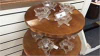 (10) SMALL FOOTED PRESSED GLASS DESSERT BOWLS