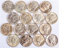 Coin 16 Gem BU Mercury Dimes All 1930'S