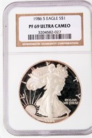 Coin 1986 United States Silver Eagle PCGS PF69