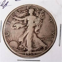 Coin 1938-D United States Walking Liberty Half VG