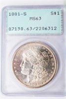 Coin 1881-S Morgan Silver Dollar PCGS MS63