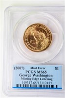 Coin 2007 George Washington $ Mint Error PCGS MS65
