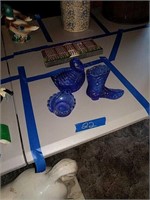 Lot Of Blue Glass Items As Shown