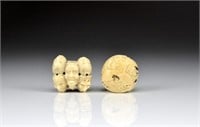 TWO JAPANESE CARVED IVORY NETSUKES