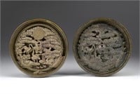 TWO JAPANESE BRONZE AND TIN HAND MIRRORS