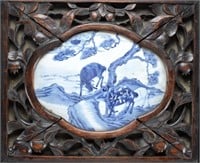 FOUR CHINESE BLUE & WHITE PORCELAIN PLAQUES