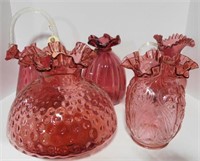 Lot #1 5pc Cranberry glass lot to include: